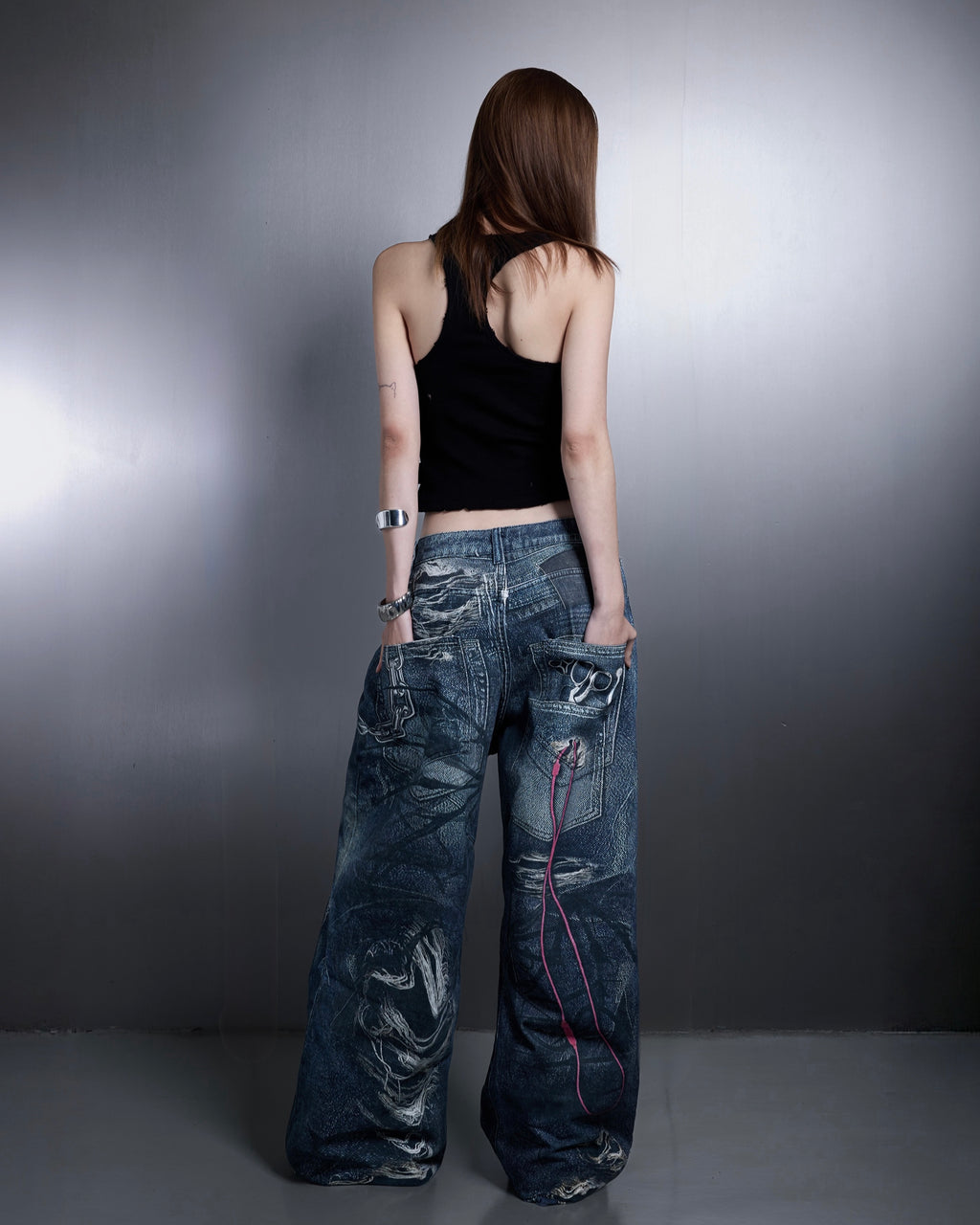 PRINTER RIPPED JEANS