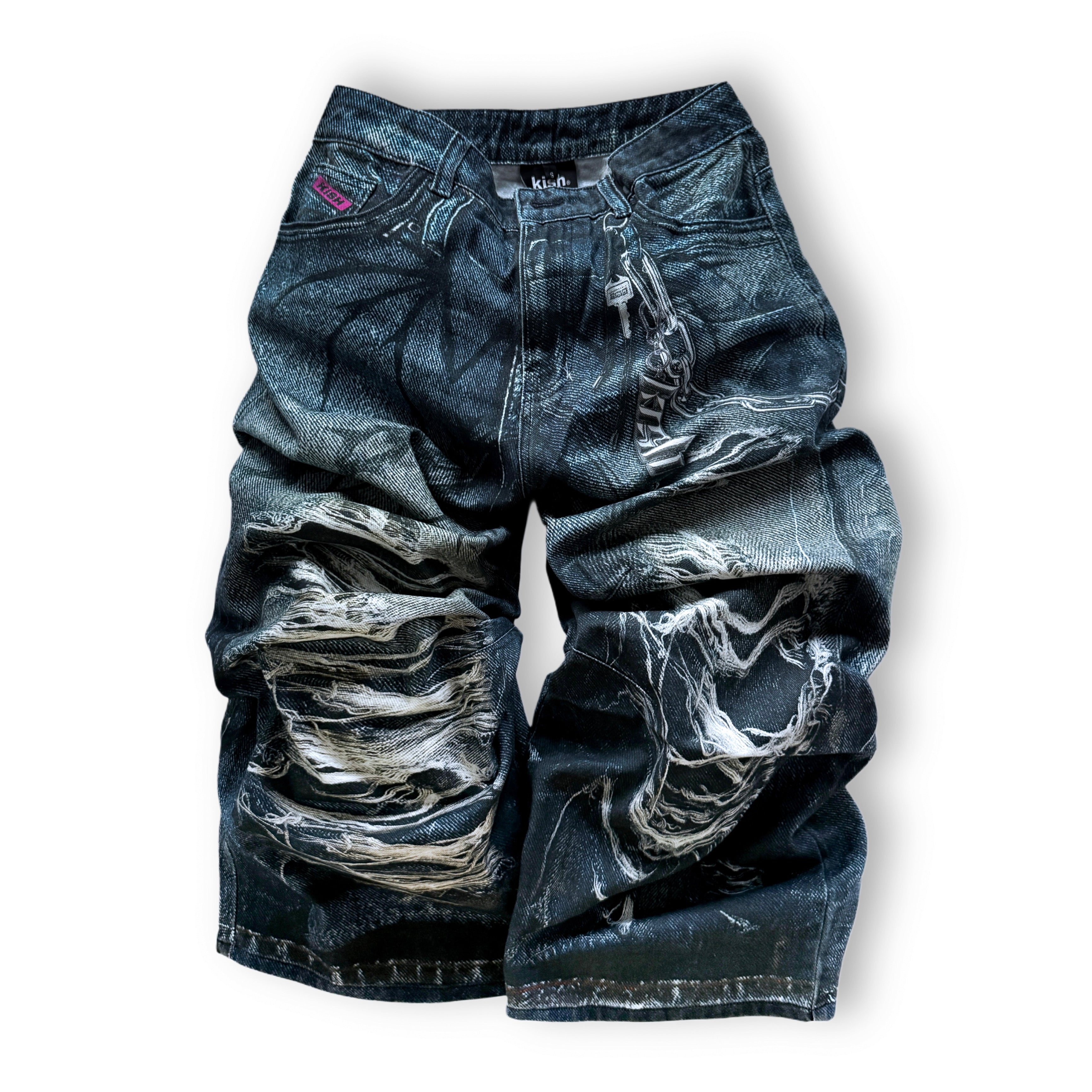 PRINTER RIPPED JEANS