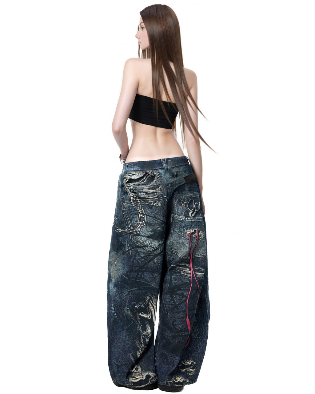 PRINTER RIPPED JEANS